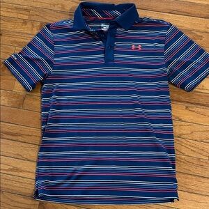 Under Armour Navy and Red Striped Polo
